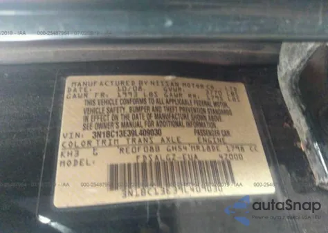 2009 Nissan Versa 1.8Sl from USA, damaged, VIN 3N1BC13E39L409030